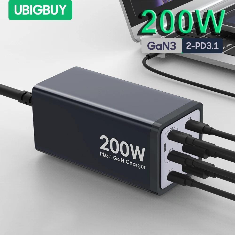 Ubigbuy Ʈ º   GaN ,  CŸ ,  PD3.1 QC3.0 PPS, USB ޴  , 200W